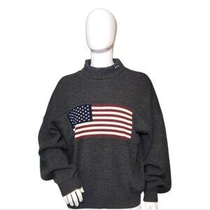 Vtg 90s Polo Ralph Lauren American Flag Turtleneck Knit Sweater